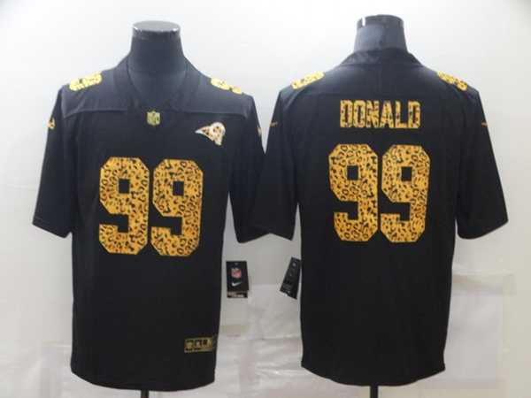 Men%27s Los Angeles Rams #99 Aaron Donald 2020 Black Leopard Print Fashion Limited Football Stitched Jersey Dzhi